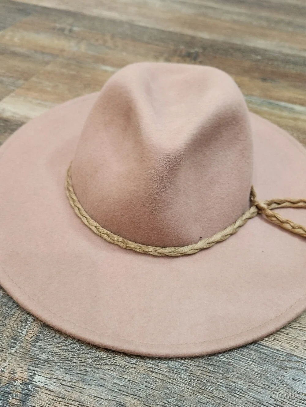 Beige Brown Rancher Hat with Braided Tassel Band Size M/ L